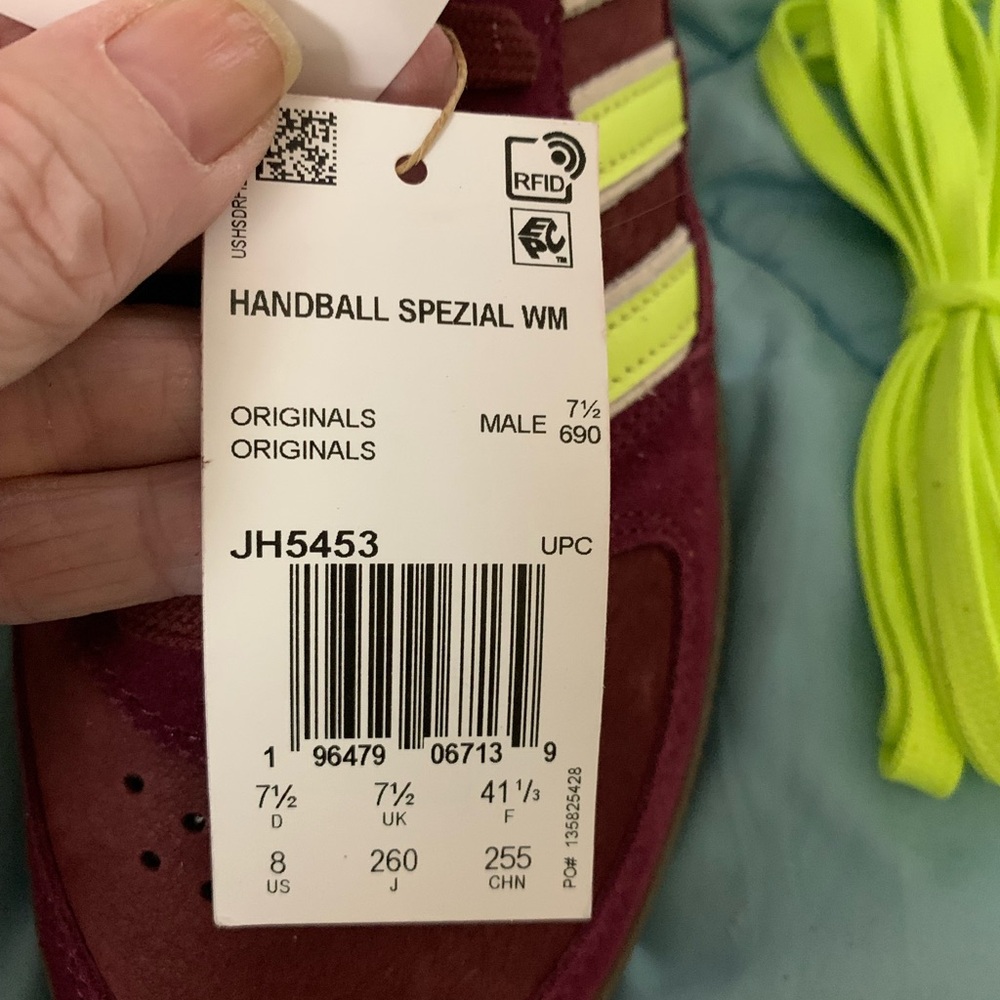 Adidas Maroon and Neon Yellow Spezial sneakers NWT - Picture 4 of 6
